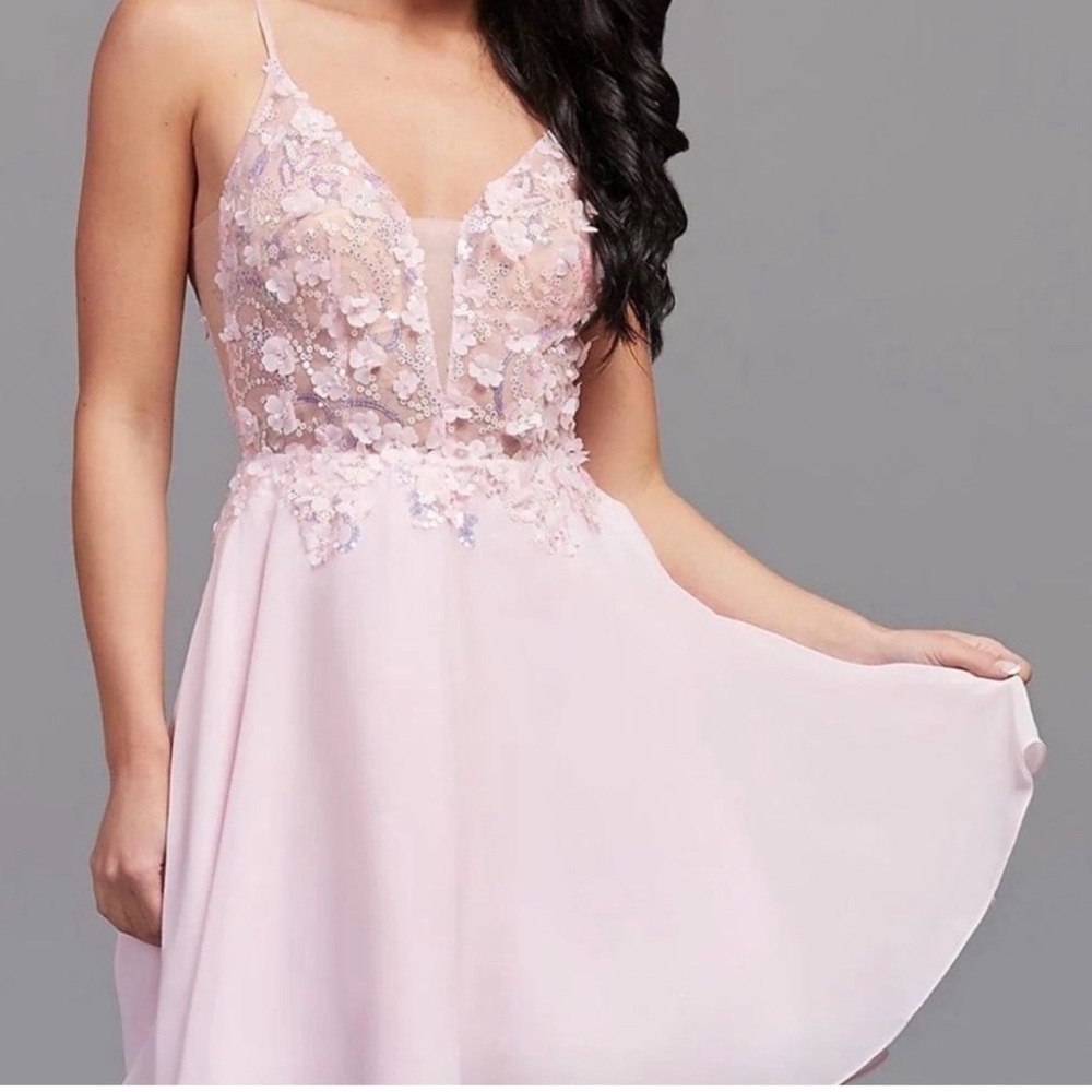 Elegant Pink Floral Lace Dress by Prom Girl